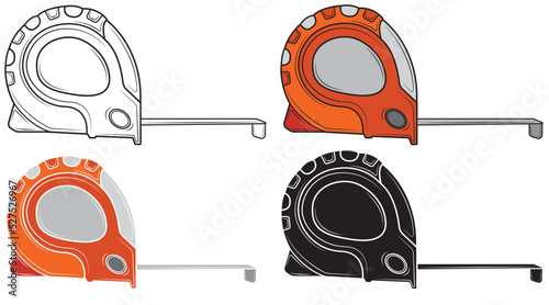 Set of Carpenter's measuring tape isolated on white background. Repair tool. Vector illustration