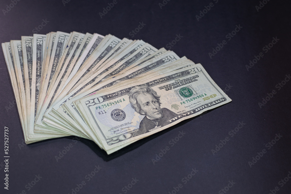 20 dollar bills fanned out. coins and dollar bills 20 dollar bills fanned out. coins and dollar bills