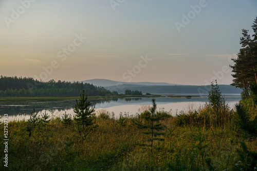 dawn on the Ural lake