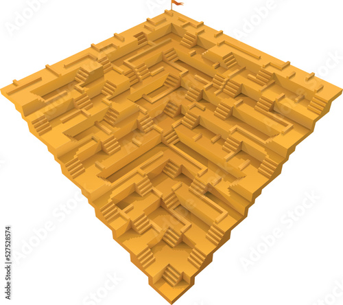 Labyrinth of stairs : bottom entry , top exit	
