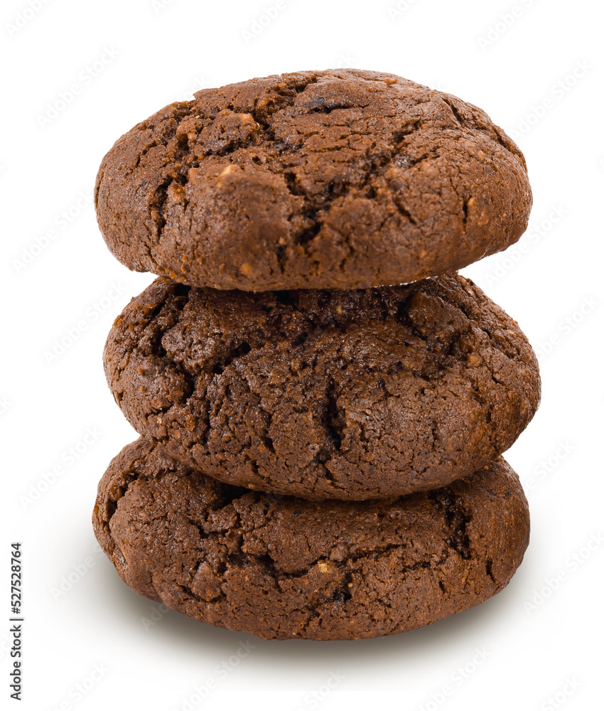 chocolate cookies isolated on white background with full depth of field chocolate cookies isolated on white background with full depth of field
