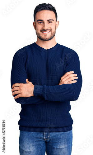 Canvas Print Young handsome man wearing casual clothes happy face smiling with crossed arms looking at the camera