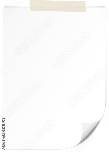white paper with tape for note