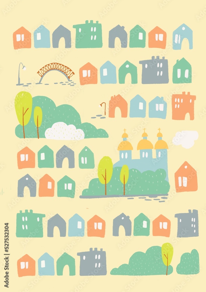 poster city children illustration houses home sweet background poster city children illustration houses home sweet background