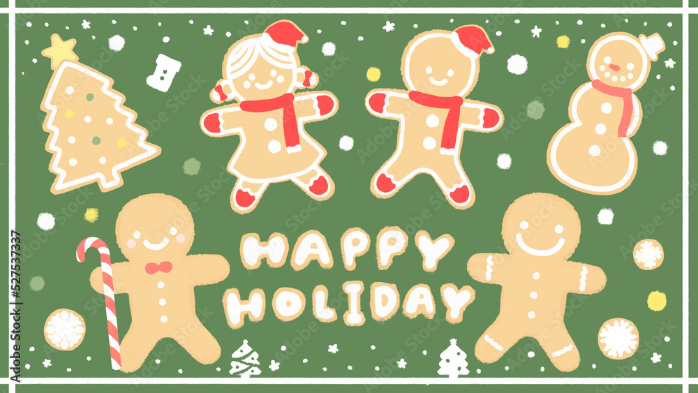 Naklejka premium Holiday gingerbread cookie set🎄