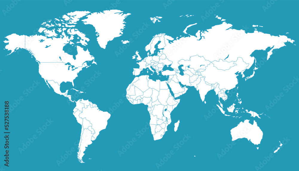 World map. Silhouette map. Color vector modern.	