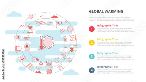 global warming concept for infographic template banner with four point list information