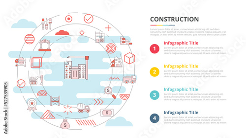 construction concept for infographic template banner with four point list information
