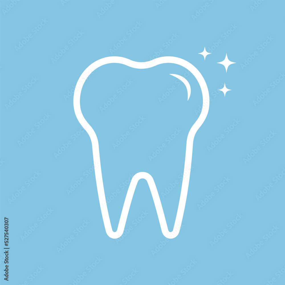 Dental logo Template vector illustration icon design tooth icon. Modern denistry logo. Perfect tooth with stars. Line Tooth icon flat	
