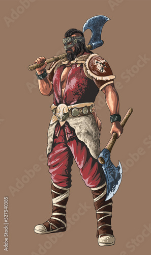 Foto Drawing berserker warior, figther,fearless, art