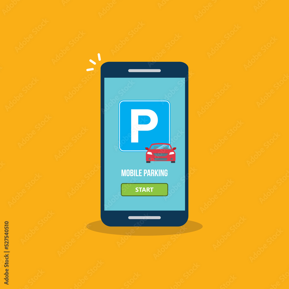 Mobile parking app on smartphone screen. Smart phone with car park application. Internet payment online with modern device. Mobile parking app on smartphone screen. Smart phone with car park application. Internet payment online with modern device.