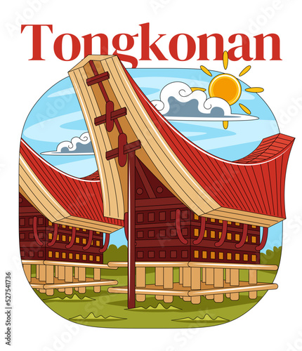 Tongkonan Traditional House Vector Illustration