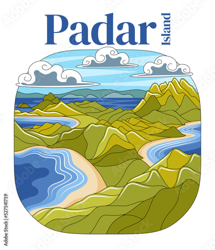 Padar Island in Vector Illustration photo