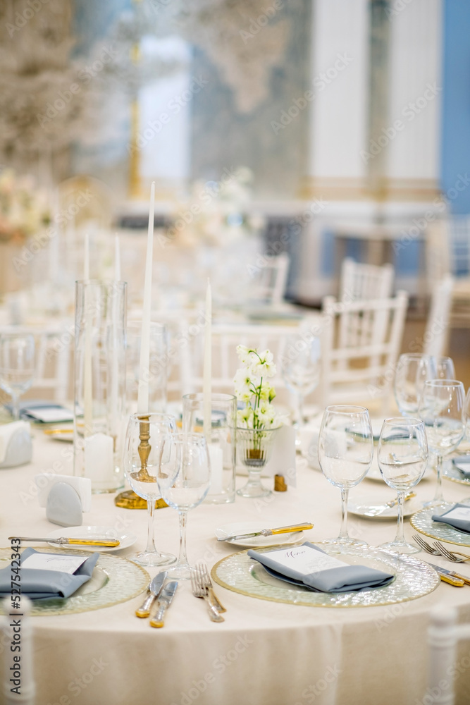 Fototapeta premium Wedding table decoration catering service.