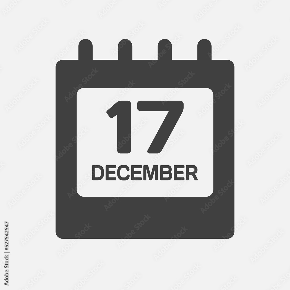 Icon day date 17 December, template calendar page Icon day date 17 December, template calendar page