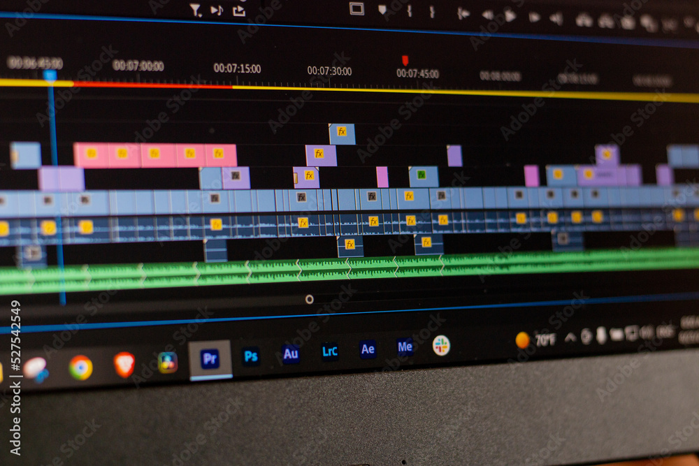 Editing videos on laptop, Premiere