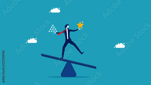 Businessmen manage quality and quantity on the scale. vector illustration eps