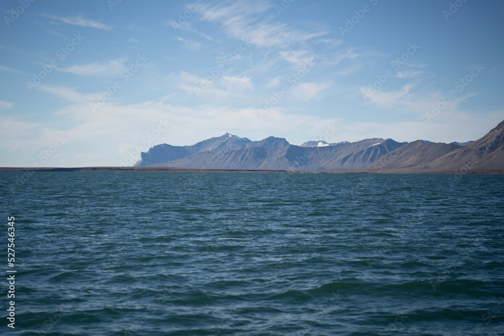 landscape view of the sea in the coast of Svalbard in the arctic ocean