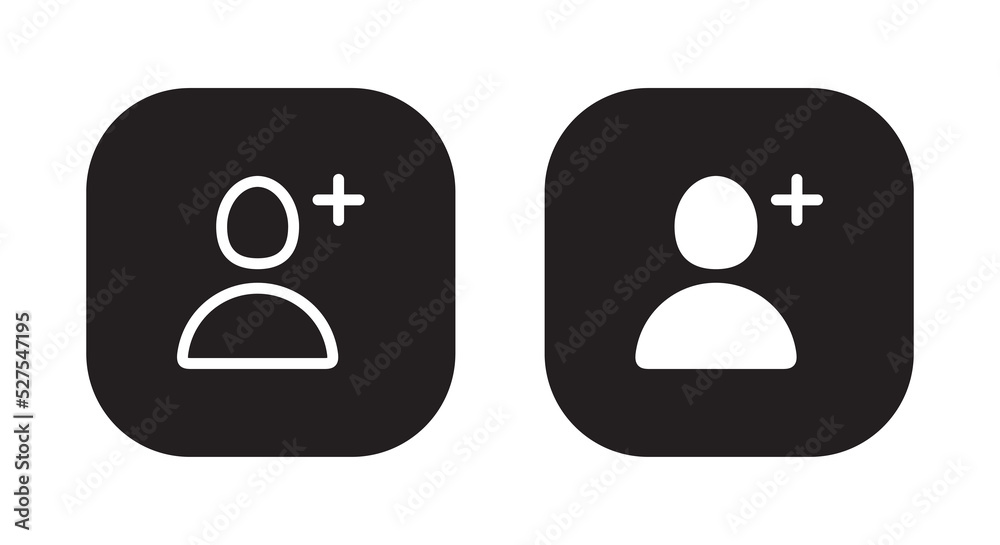 Add account, follow icon vector. Social media elements Add account, follow icon vector. Social media elements