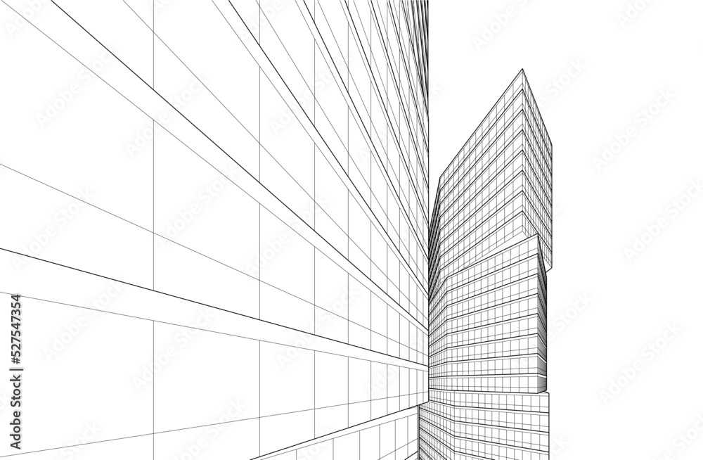 Fototapeta premium Linear architectural drawing vector illustration