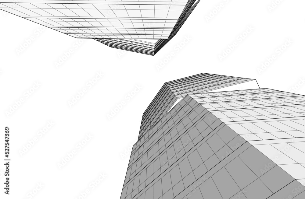Linear architectural drawing vector illustration Linear architectural drawing vector illustration