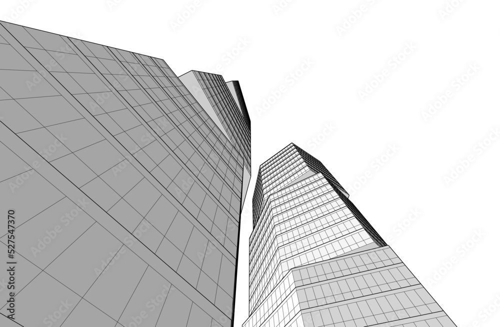 Fototapeta premium Linear architectural drawing vector illustration