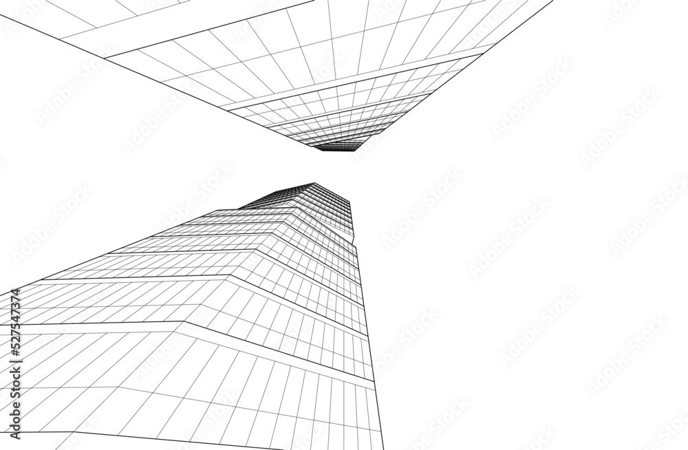Linear architectural drawing vector illustration Linear architectural drawing vector illustration