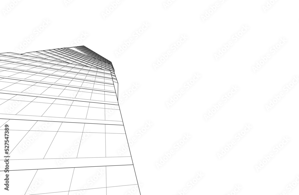 Linear architectural drawing vector illustration Linear architectural drawing vector illustration