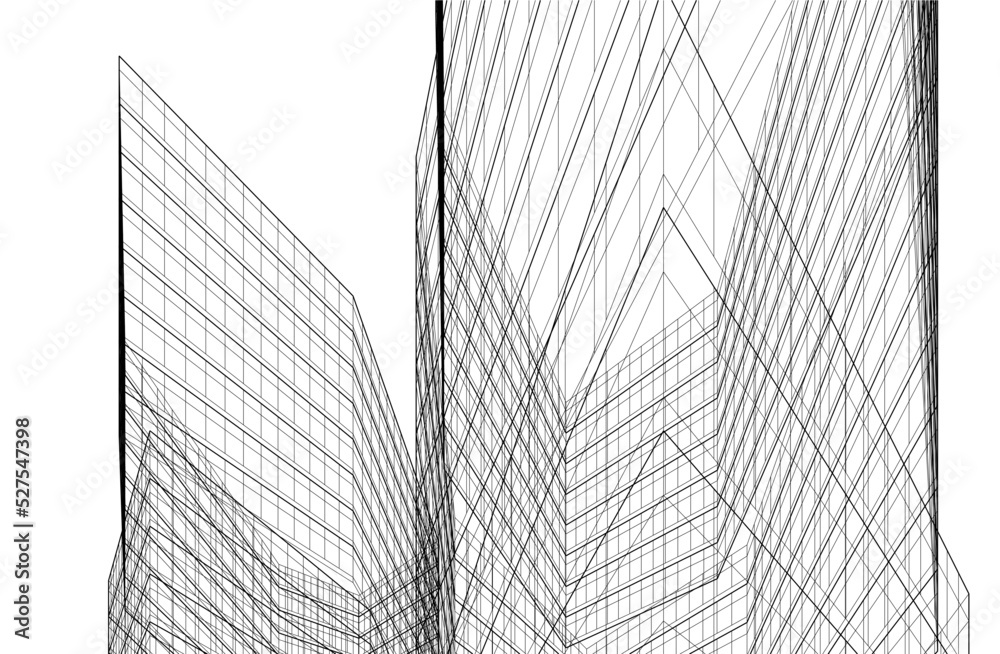 Linear architectural drawing vector illustration Linear architectural drawing vector illustration