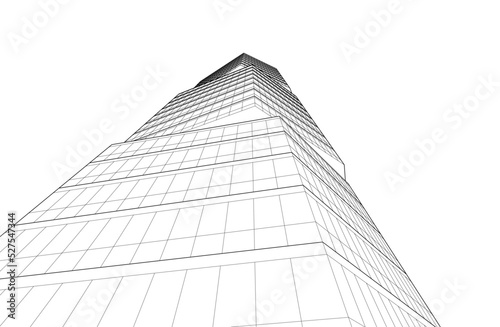 Linear architectural drawing vector illustration