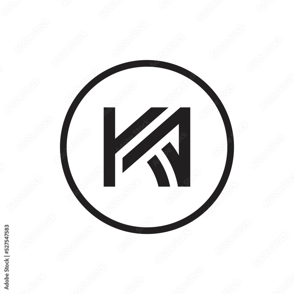 KA letter logo desgin in circle style, black color on white background