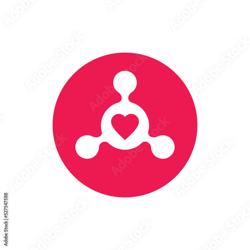 Share love logo icon design template elements, heart and hub connection icon - Vector