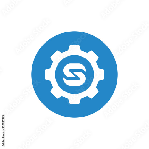 Gear and letter S logo icon design template elements - Vector