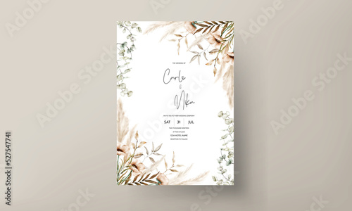 bohemian wedding card with beautiful poppy flower