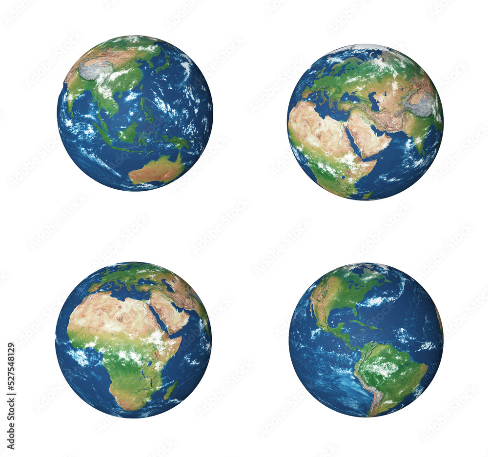 3d collection of earth planet isolate ,Earth day 22 April 