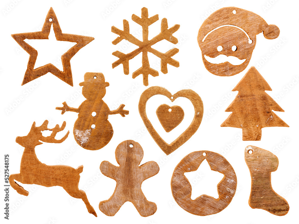 Fototapeta premium Rustic Christmas decoration and ornament made of wood. isolated for design
