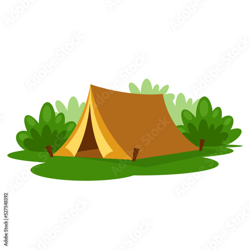 camping tent in woods flat vector illustration 