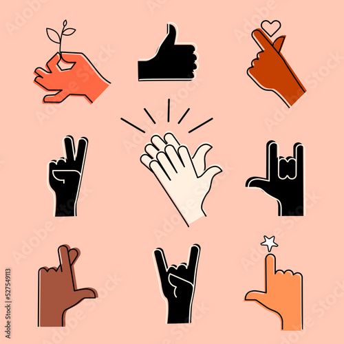 A set of hand gestures.