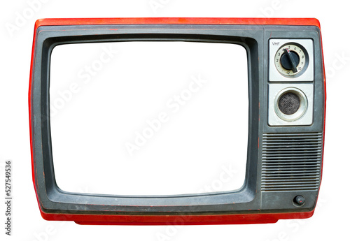 Retro television - old vintage TV with frame screen isolate for object, retro technology