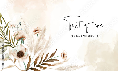 bohemian floral background with beautiful poppy flower