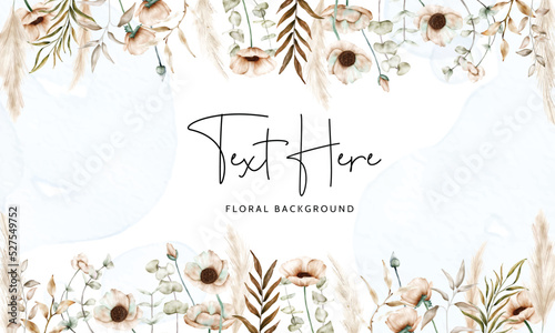 bohemian floral background with beautiful poppy flower