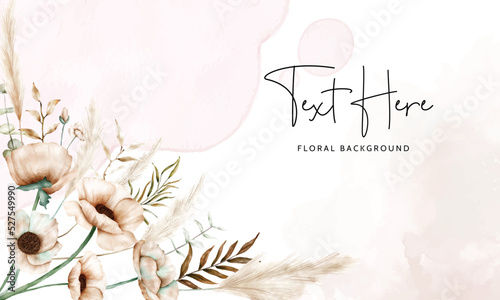 bohemian floral background with beautiful poppy flower