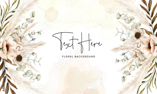 bohemian floral background with beautiful poppy flower