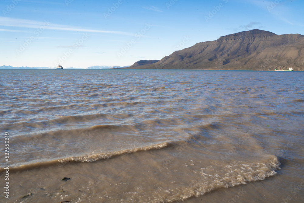 landscape view of the sea in the coast of Svalbard in the arctic ocean