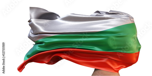 Nationalflagge von Bulgarien weht über dem Gesicht einer Frau (Frauenrechte, Gleichberechtigung, Menschenrechte, Suverenität) photo
