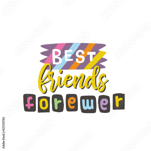Best friends together. Y2K. Funny cartoon illustration. Vector quote. Comic element for sticker, poster, graphic tee print, bullet journal cover, card. 1990s, 1980s, 2000s style. Bright colors