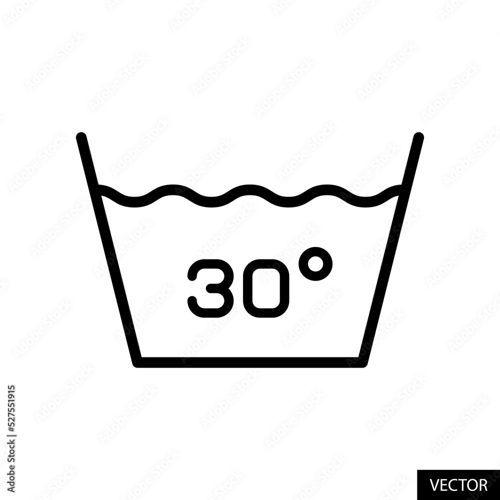 Water temperature 30 degree vector icon in line style design for website design, app, UI, isolated on white background. Editable stroke. Vector illustration. Water temperature 30 degree vector icon in line style design for website design, app, UI, isolated on white background. Editable stroke. Vector illustration.