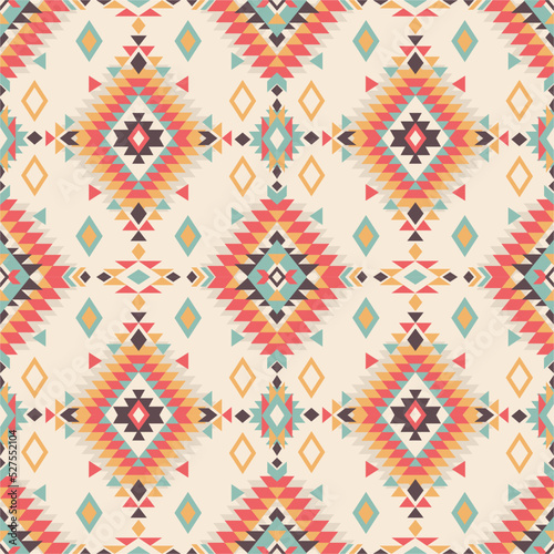 Boho colorful seamless pattern. Traditional ornament. Tribal pattern. Folk motif. Can be used for wallpaper, textile, invitation card, wrapping, web page background. photo