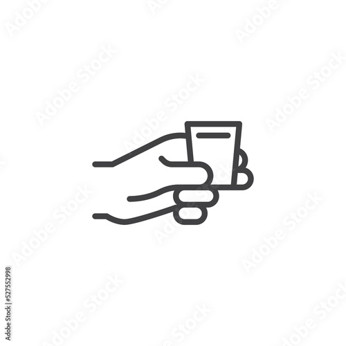 Hand with vodka shot line icon