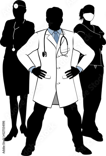 Doctors and Nurses Medical Team Silhouettes photo